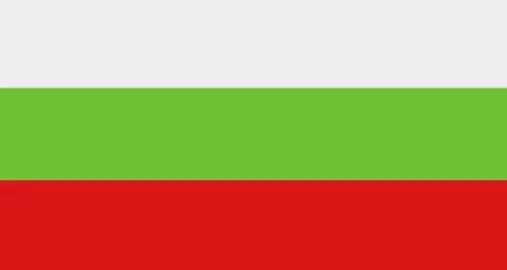 Country flag of Bulgaria, consisting of three horizontal stripes of white at the top, green in the middle, and red at the bottom.