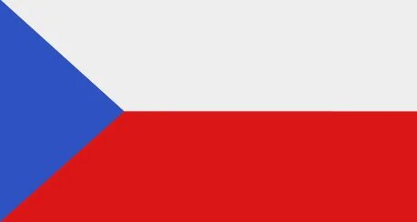 Country flag of the Czech Republic. A rectangle shape with two horizontal bands of white at the top and red at the bottom with a blue triangle extending from the hoist side.